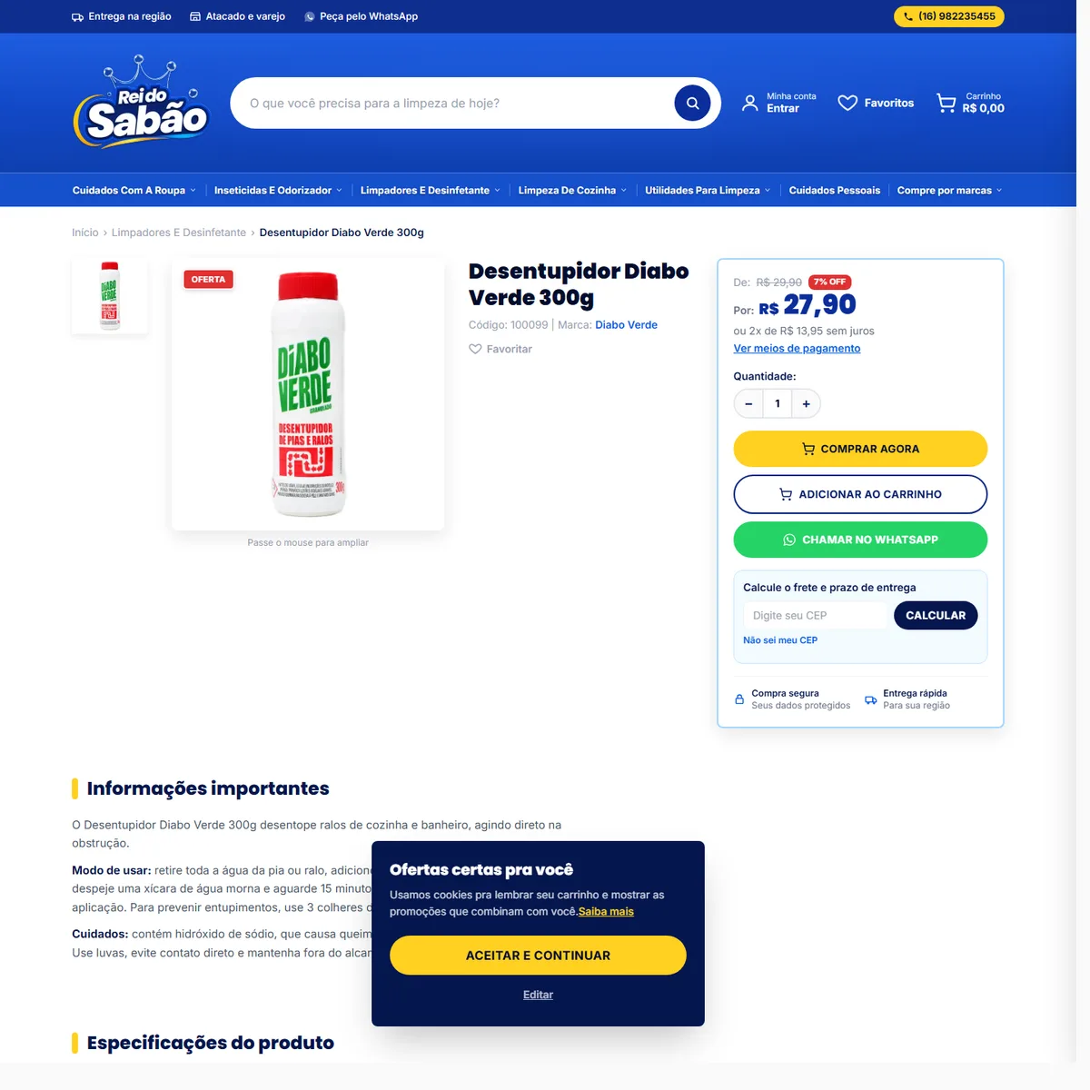 Home e página de produto do site Rei do Sabão e demo do design system